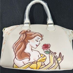 Loungefly Cream Satchel with Belle and Rose Design